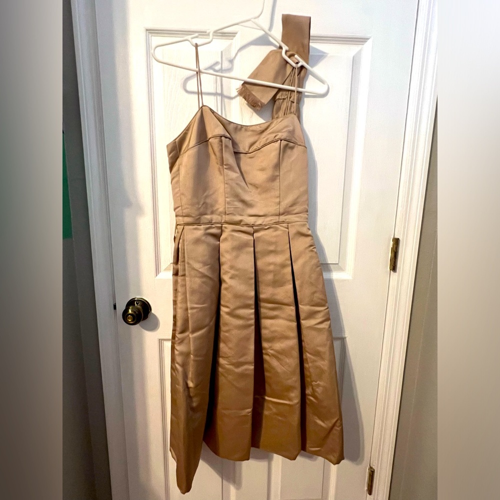 Vintage 1940's/1950s Saks 5th Avenue ladies taupe silk full skirt cocktail dress